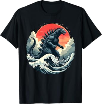 Vintage Japanese Kaiju Monster The Great Wave Off Kanagawa T-Shirt