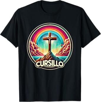 Cursillo Faith Cross With Rainbow and Clouds T-Shirt