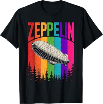 Retro Zeppelin 70s 80s Dirigible Airship Zepelin Zepplin T-Shirt