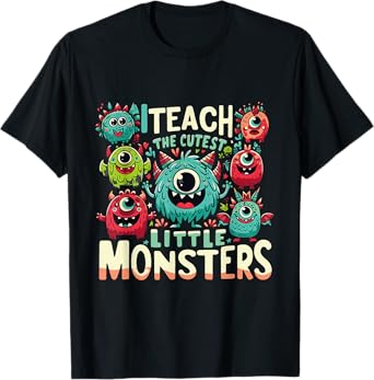 I Teach The Cutest Little Monsters Teacher Halloween Outfit T-Shirt for Men Women