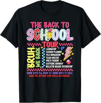 Retro Lightning Bolt ABCD Back To School Funny Tour Teacher T-Shirt