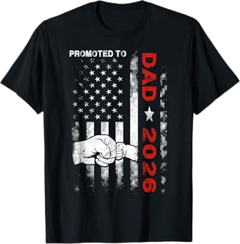 Promoted To Dad Est 2026 American Flag New Dad T-Shirt