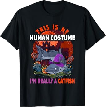 My Human Costume I'm Really A Catfish Halloween Witch T-Shirt