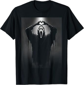 Scary Face Horror Ghost Heart Hands Creepy Halloween T-Shirt
