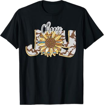 Choose Joy Inspirational Sunflower And Camo Western T-Shirt