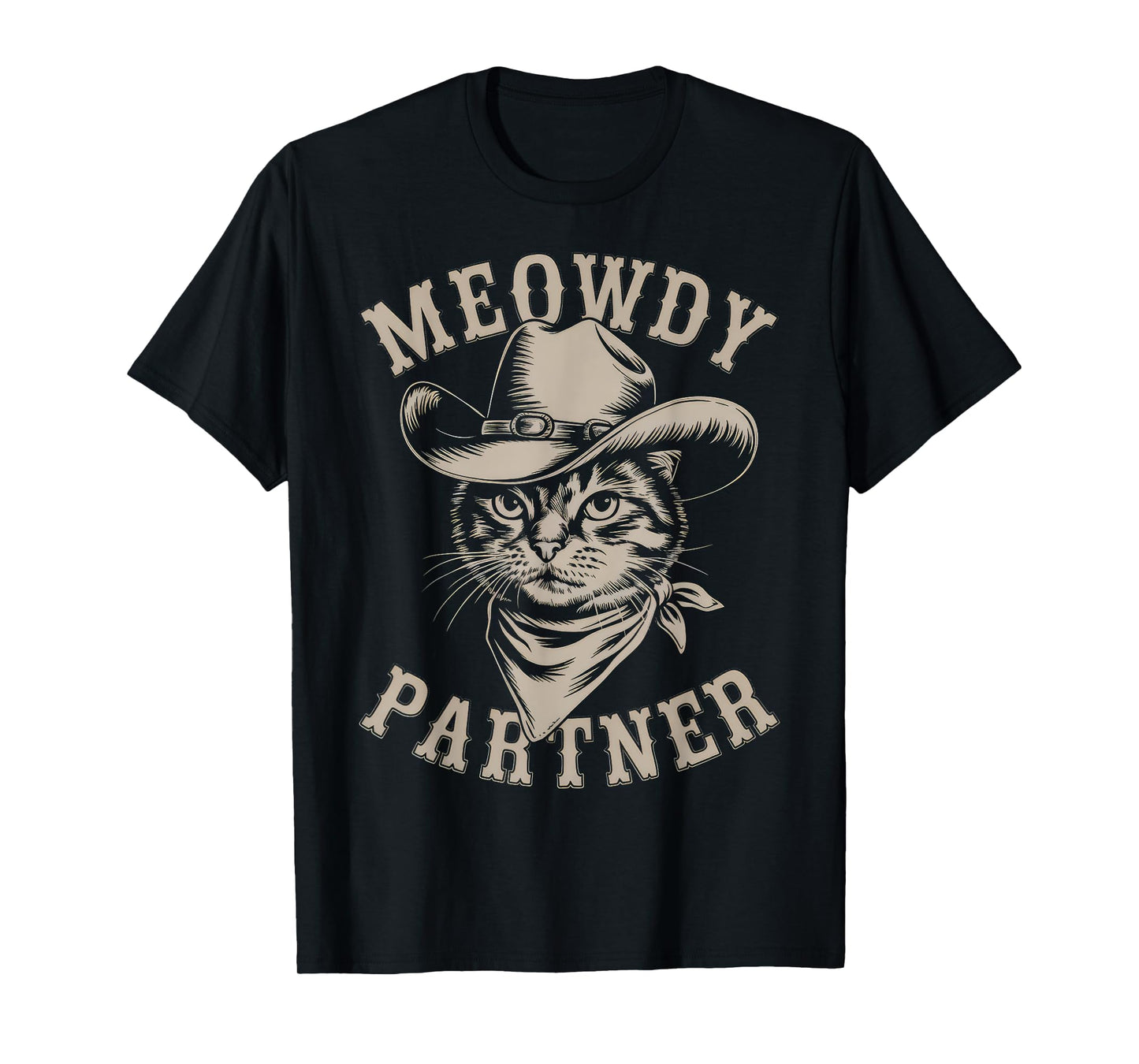 Meowdy Cat Funny Cowboy Western Graphic Cat Lady Cat Dad T-Shirt
