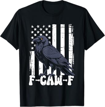 f caw f Black Crow Black Bird Retro USA Flag Vintage F-Caw-F T-Shirt