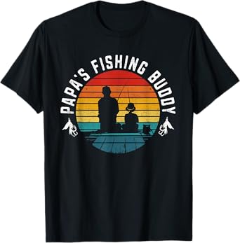 Funny Retro "Papa's Fishing Buddy" - Fishing T-Shirt