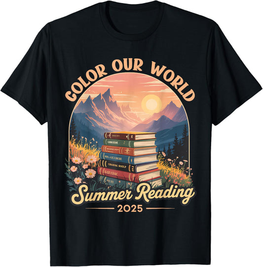 Color Our World Summer Reading 2025 Adventure Book Lover T-Shirt