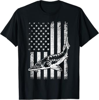 Retro vintage American Sturgeon flag distressed fisherman T-Shirt