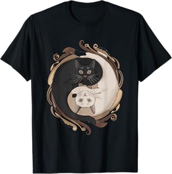 Yin Yang Cats with Decorative Elements T-Shirt