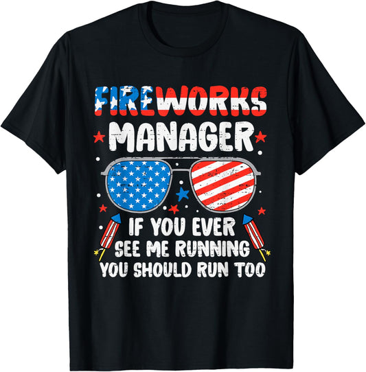 Fireworks Director Run Usa Flag Funny 4th Of July Fourth T-shirt