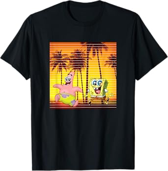 SpongeBob SquarePants & Patrick Star Beach & Palms Sunset T-Shirt for Men Women Kids