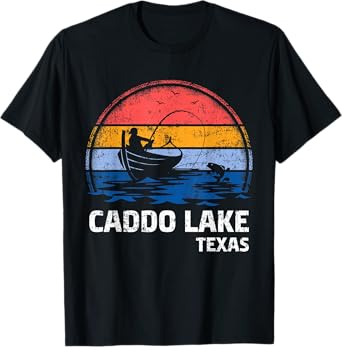 Vintage Retro Texas Caddo Lake Summer Fishing T-Shirt