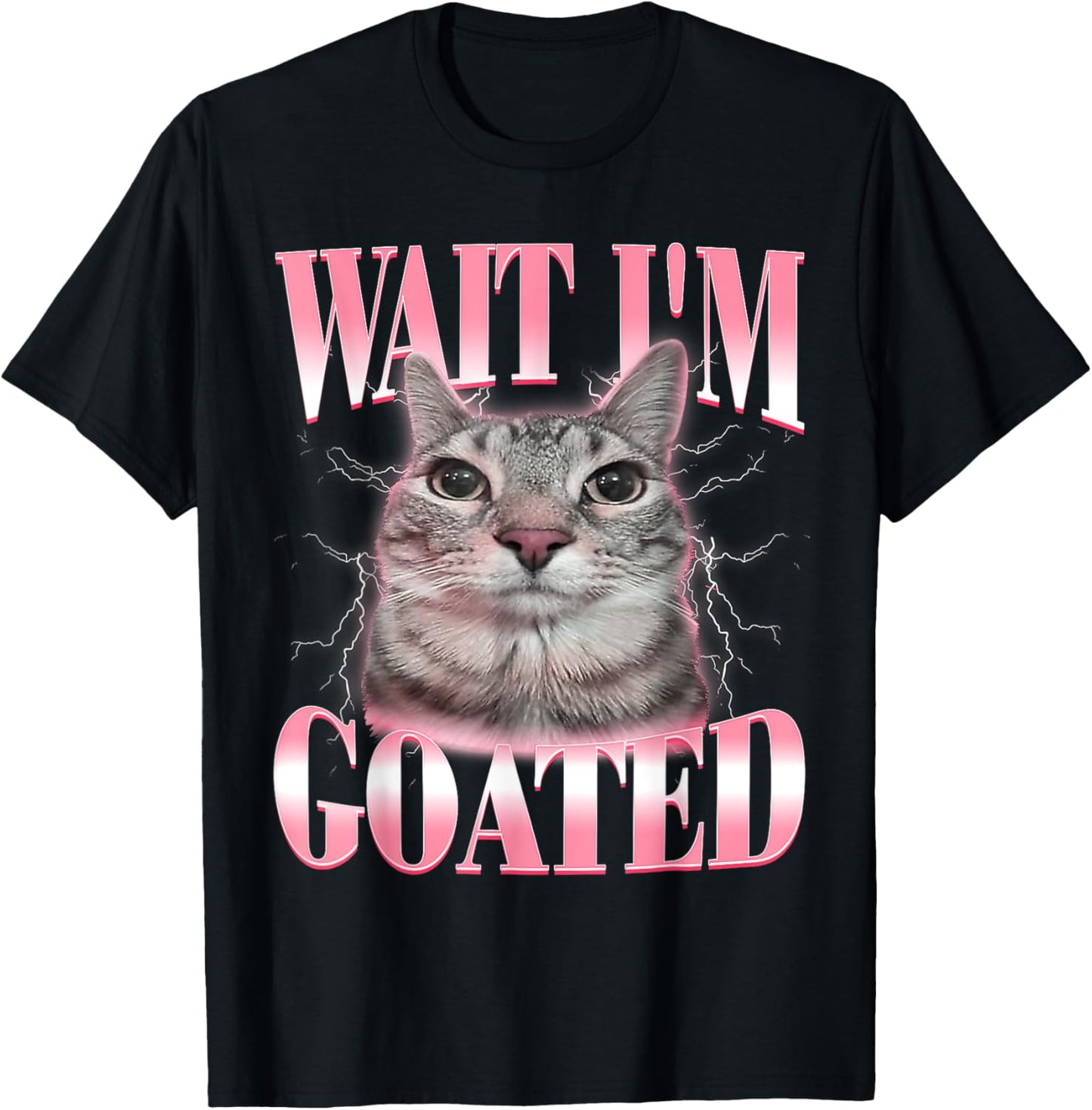 Funny Silly Cat Brainrot Wait I'm Goated Cat Meme Saying T-Shirt