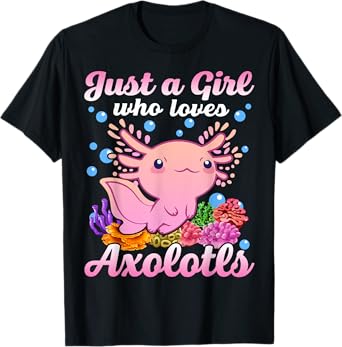 Just A Girl Who Loves Axolotls Kids Youth Pink Salamander T-Shirt