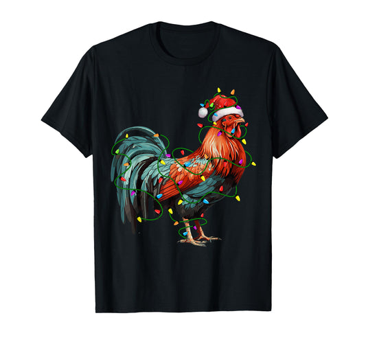 Chicken Santa Christmas Tree Lighting Xmas Funny T-Shirt