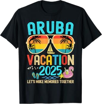 Retro Aruba Vacation 2025 Matching Family Friends Group Trip T-Shirt