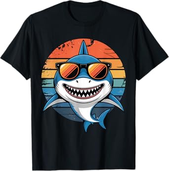 Retro Cool Shark Vintage Toddler Boys Funny Shark Graphic T-Shirt
