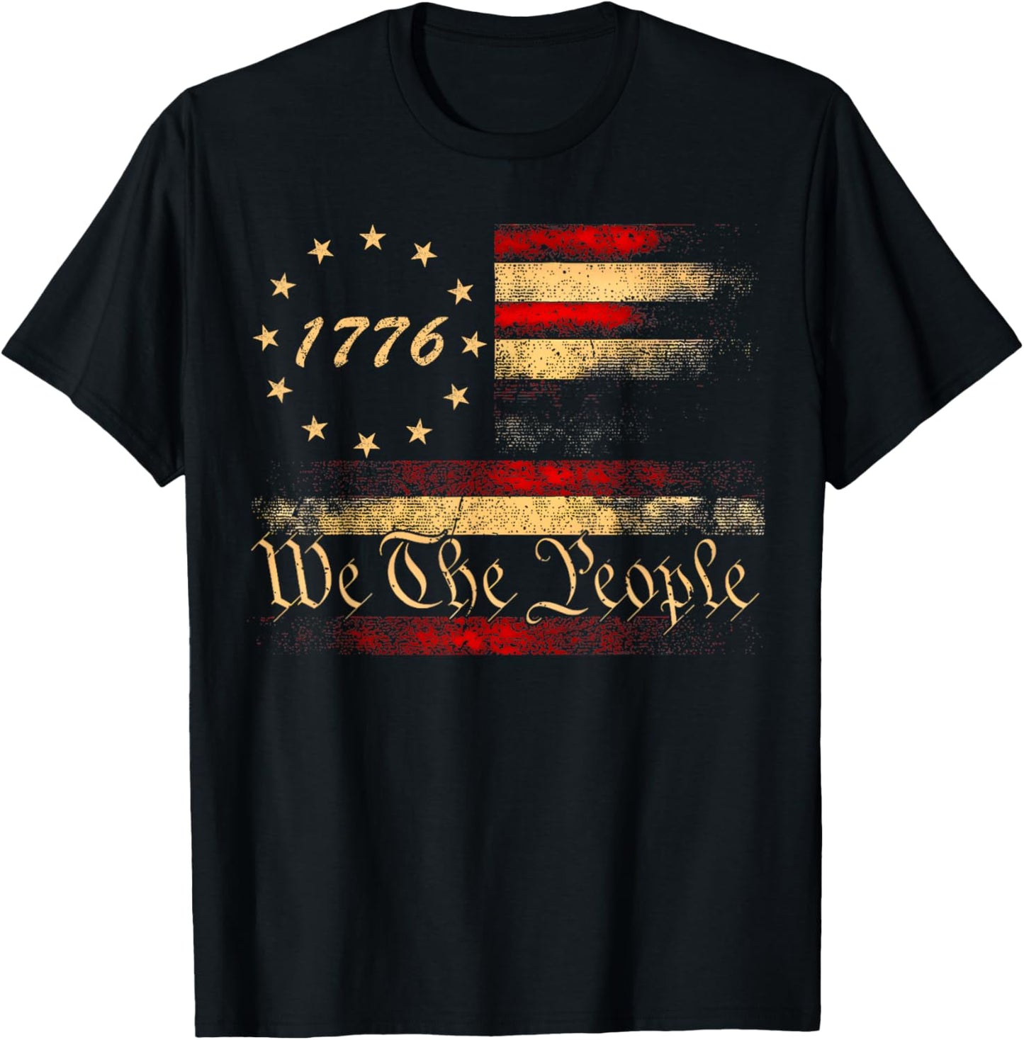 Vintage Old American Flag Patriotic 1776 We The People Usa T-shirt