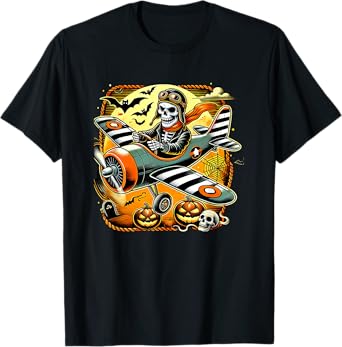 Halloween Skeleton Airplane T-Shirt