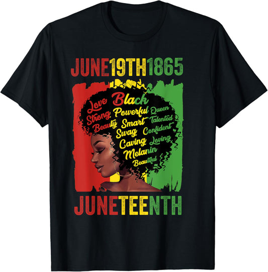 Juneteenth Black Women Messy Independence 19th june 1865 T-Shirt