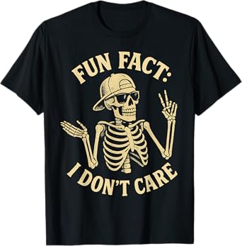 Fun Fact I Don’t Care Retro Skeleton with Sunglasses T-Shirt