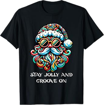 Psychedelic Santa Claus Funky Christmas, Hippie Vibes Party T-Shirt