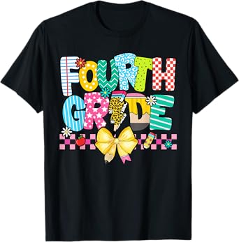4th Grade For Boys Girls Teacher Fourth Grade Back to School T-Shirt