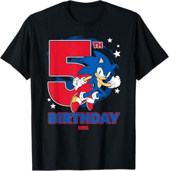 Sonic The Hedgehog 5th Birthday Epic Sonic Big Chest Logo T-Shirt