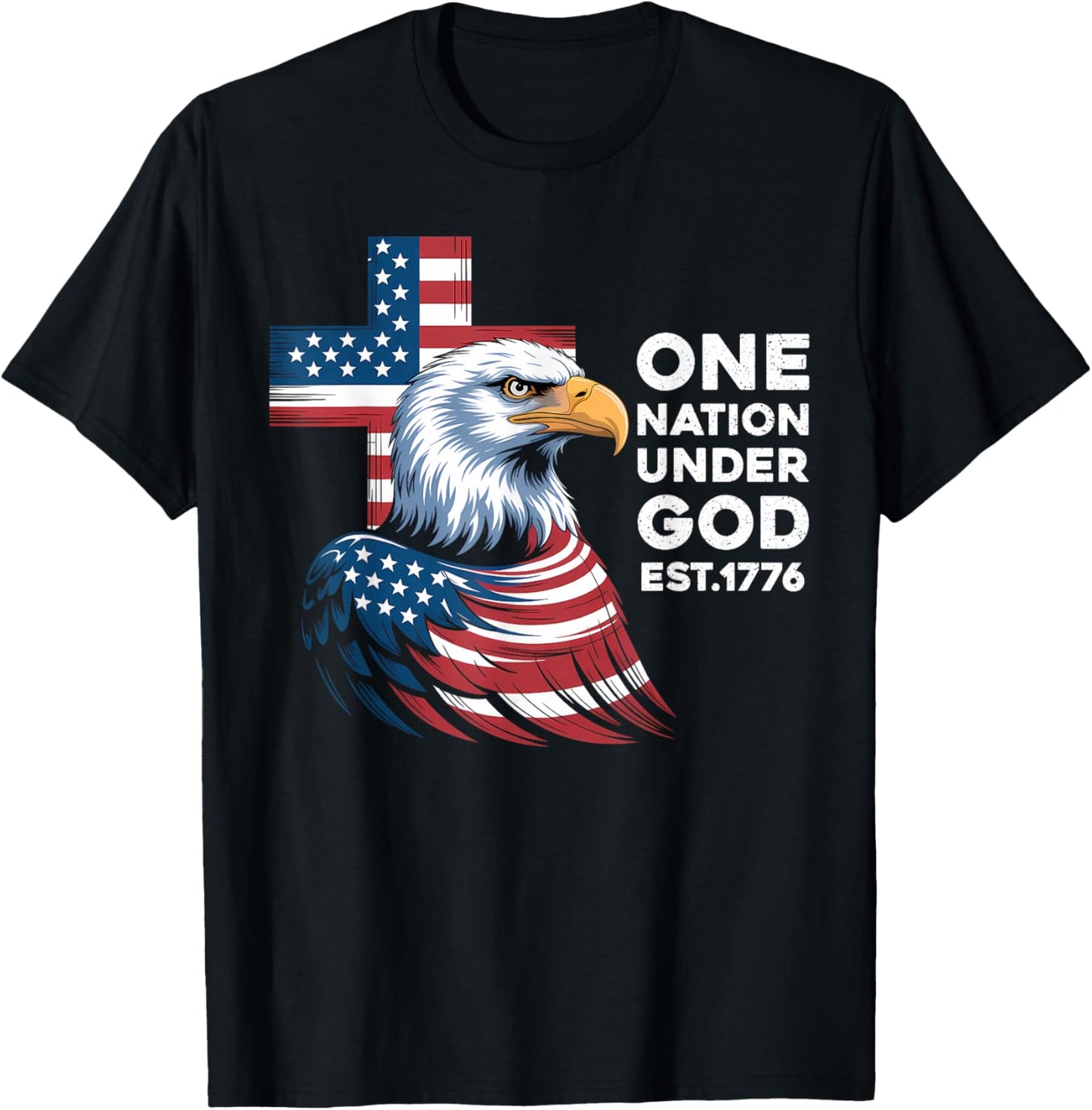 One Nation Under God Flag Patriotic Christian Eagle T-shirt