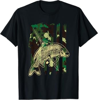 Camo American Flag Bowfishing Gift | Bow Fishing, Bow Fisher T-Shirt