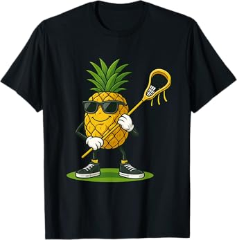 Funny Lacrosse LAX Pineapple Kids Men Women Lacrosse Player T-Shirt