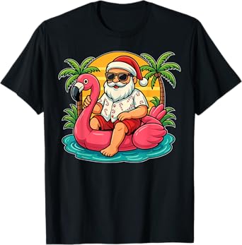 Chritmas in July Shirt Santa Flamingo Float Men Women Kids T-Shirt