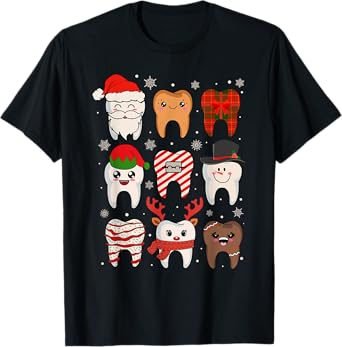 Funny Dental Christmas Teeth Cute Xmas Dentist Squad Crew T-Shirt