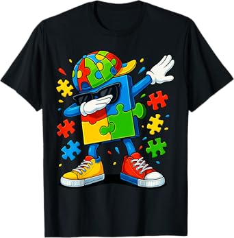 Dabbing Puzzle Autism Awareness T-Shirt