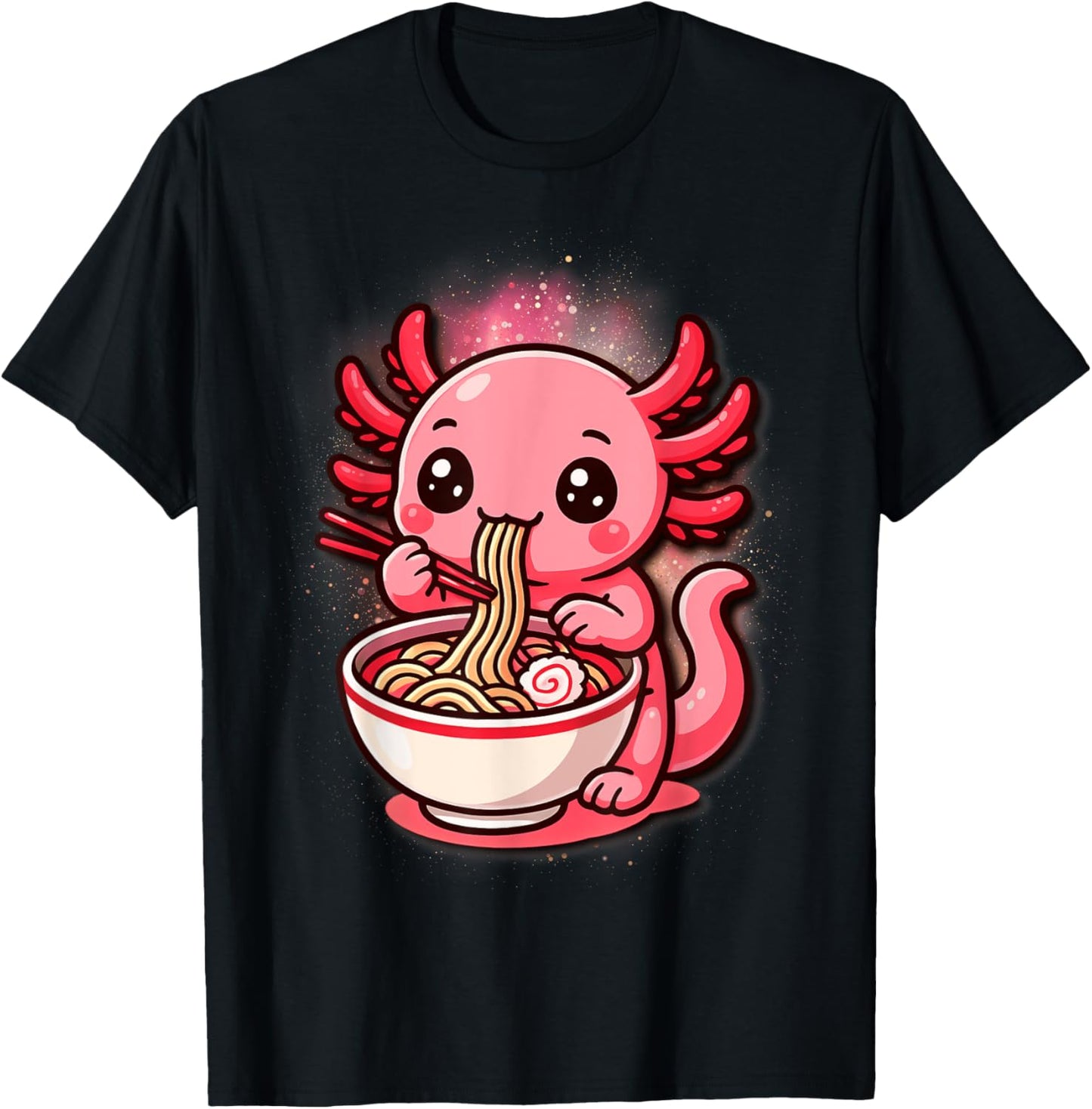 Axolotl Noodle Anime Kawaii Axolotl Eating Ramen Noodles T-shirt