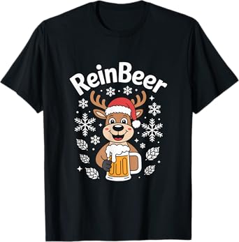 Reinbeer Funny Reindeer with Beer Mug T-Shirt