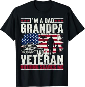 I'm A Dad Grandpa And Veteran Funny Retro Papa Grandpa Gifts T-Shirt