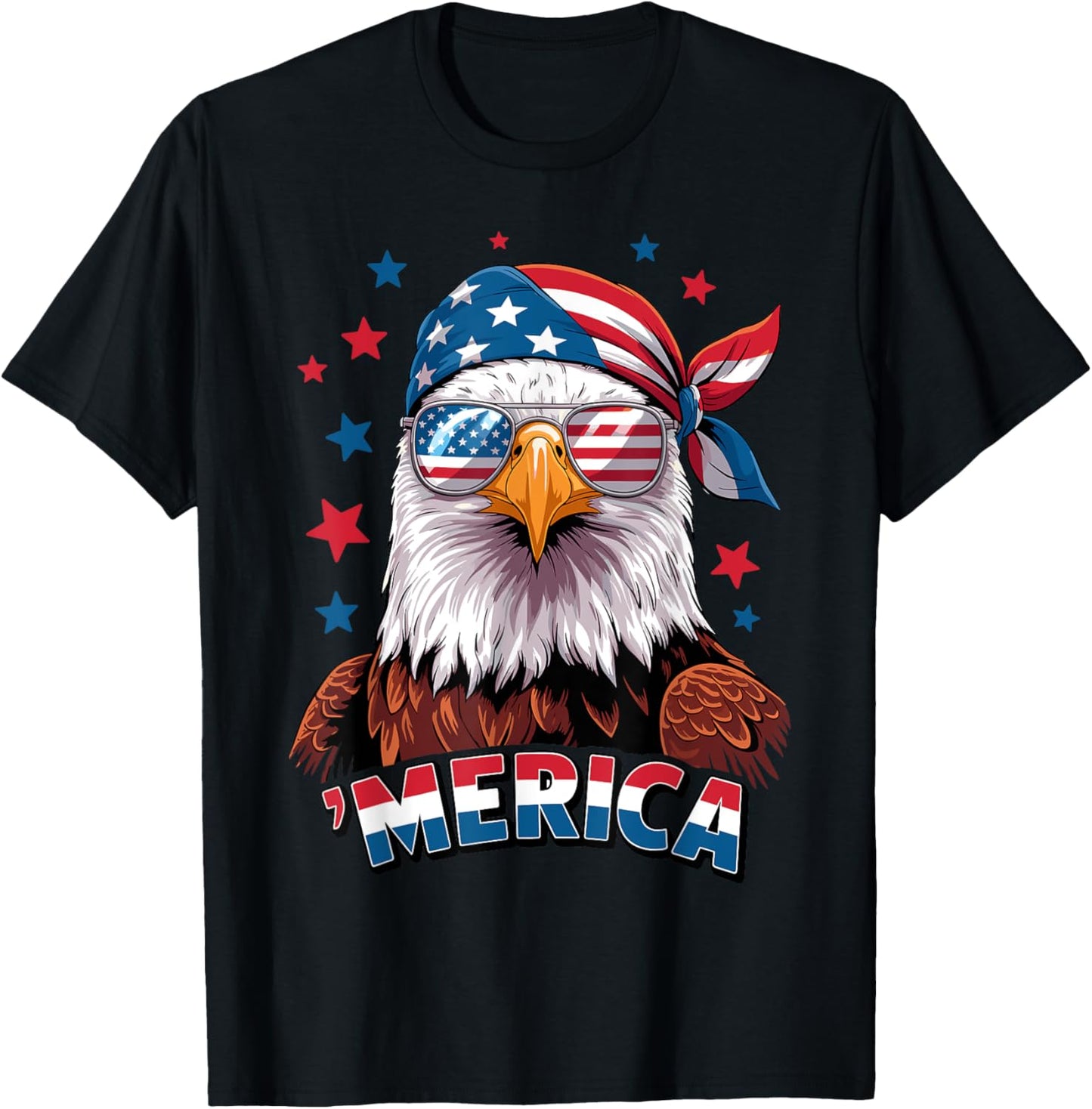 America Bald Eagle 4th Of July Patriotic USA American Flag T-Shirt