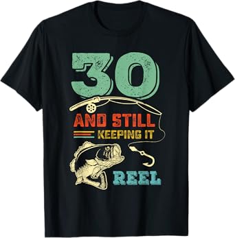 Turning 30 Bass Fish Fisherman 30th Birthday Fishing Gift T-Shirt
