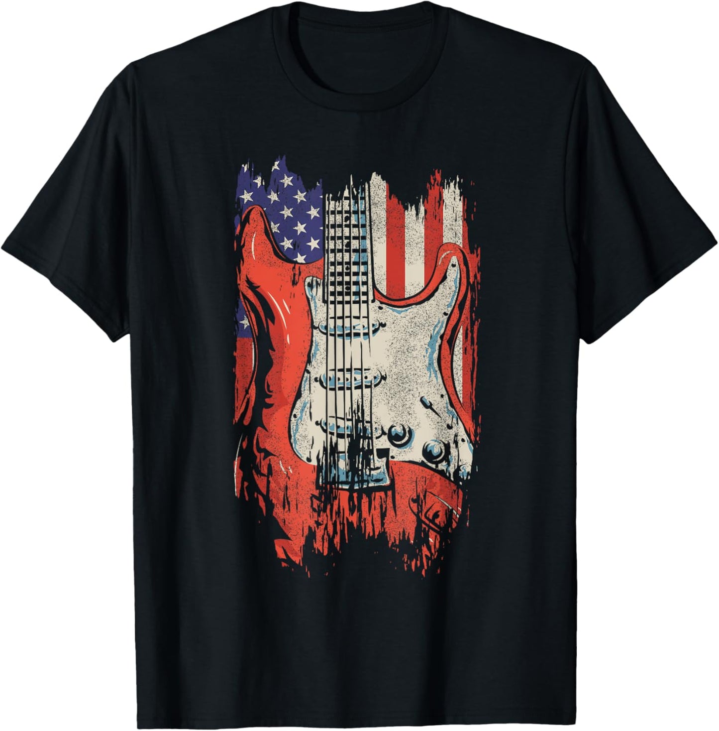 American Flag Guitar 4th of July Guitarist USA Country Music T-Shirt