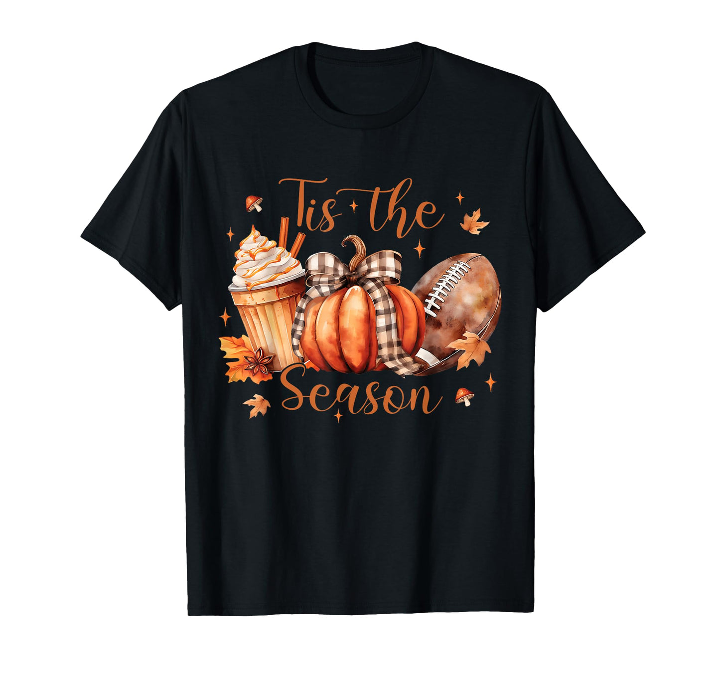 Coquette Tis The Season Pumpkin Thanksgiving Fall Football T-Shirt