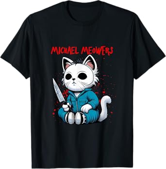 Funny Cat Motif Crazy Cat Graphic Michael Meowers Cat T-Shirt for Men Women