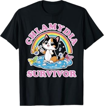 Chlamydia Survivor | Funny Inappropriate | Adult Meme Cat T-Shirt