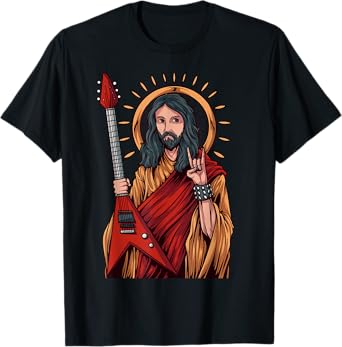 Jesus Playing Heavy Metal Guitar T-Shirt