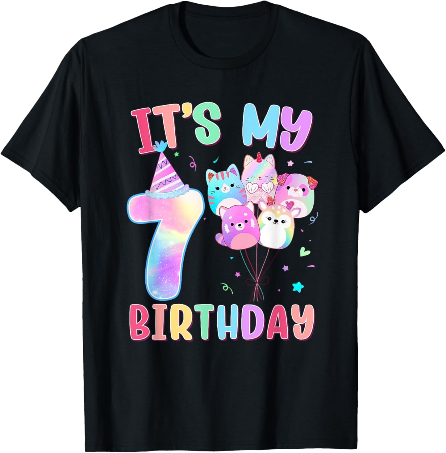 Birthday Girl It's My 7Th Birthday Squish Squad Mallow Kids T-Shirt