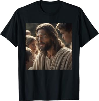 Vintage Jesus With Kids Face Of Jesus Portrait Christ T-Shirt