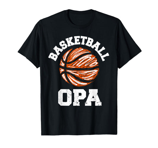 Basketball Opa Distressed Vintage Funny Grandpa Game Day T-Shirt