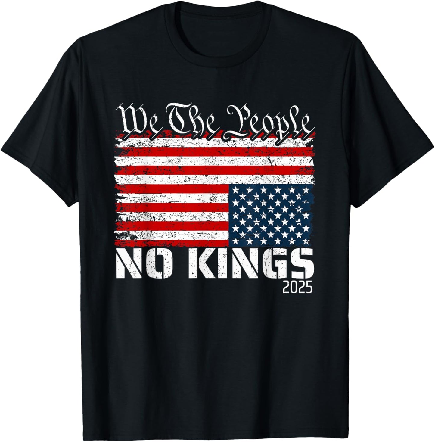 No Kings in America Distress Flag Upside Down We the People T-Shirt